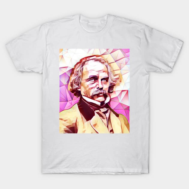 Nathaniel Hawthorne Pink Portrait | Nathaniel Hawthorne Artwork 12 T-Shirt by JustLit